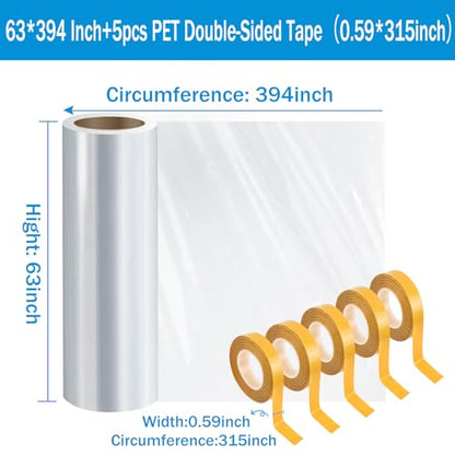 Window Insulation Kit, 63 × 394 Inch Plastic Window Covering for Winter, Window Insulation Film Window Wrap Insulation Windows Winterizing Kit with Double-Sided Tape for 10 Pcs 3 x 5 Ft Windows - size: 63 × 394 Inch