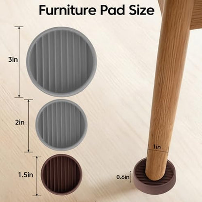1.5" x 1.5" Rubber Furniture Pads, 8 PCS Non Slips Furniture Casters Cup Chair Leg Floor Protectors for Bed Sofa Table and Chair Stopper (Brown,Round) - size: 8PCS 1.5" x 1.5" Brown
