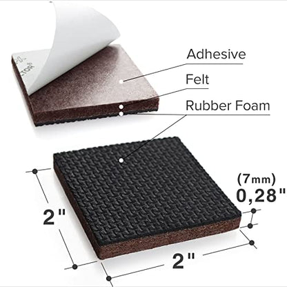 X-PROTECTOR Non Slip Furniture Pads – 24 pcs Premium Furniture Grippers 2"! Best SelfAdhesive Rubber Feet Furniture Feet – Ideal Non Skid Furniture Pad Floor Protectors – Keep Furniture in Place! - size: 24 Square 2"