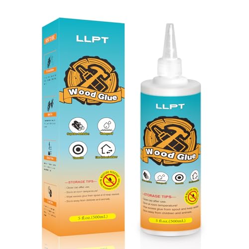 LLPT Wood Glue 16.9 Ounce | Dried Clear Ultimate Waterproof Wooden Super Glue Exterior | All Purpose Wood Adhesive | Heavy Duty for Woodworking Projects Repairs and DIY (LWG500) - size: 500ml