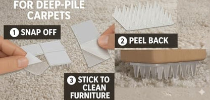 SoftTouch 4" Square Adhesive Anti-Dent Carpet Protectors with 5/8" Spiked Bottom, Self-Stick Spiked Furniture Pads for Tables, Beds, Sofas, Chairs, Set of 2, Clear - style: 5/8" Deep Pile Carpet