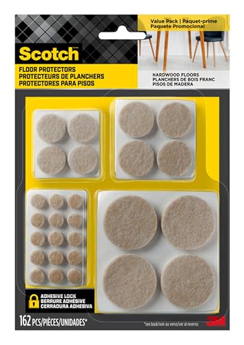 Scotch Felt Pads, Beige, Furniture Pads for Protecting Hardwood Floors, Round, Assorted Sizes Value Pack, Self-Stick Design, Protecting from Nicks, dents, Scratches (SP845-NA), 1 Pack (648, 4 Pack) - size: 4 Pack