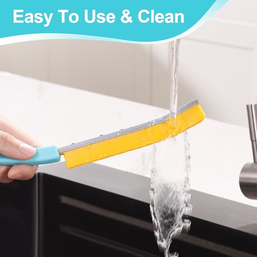 JOYMOOP 4 Pack Crevice Cleaning Brush, Turquoise Hard Bristle Grout Brush, House Cleaning Supplies, Magnetic Gap Cleaning Brush for Kitchen, Bathroom, Window, Toilet, Multifunctional Cleaning Tools - color: Turquoise, size: 4 Pack