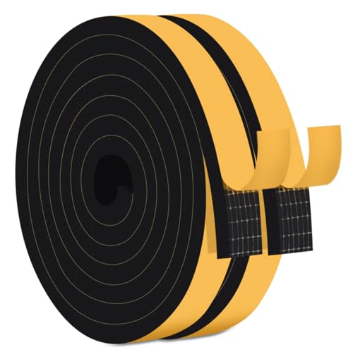 Weather Stripping Foam Tape 1In Wide x 1/2In Thick, High Density Foam Door Seal Strip Insulation,Weatherproof,Noise Reduction,Use for Wide Gaps,Doors,Total 20Ft,Black - color: Black, size: 1 in x 1/2 in x 20 Ft