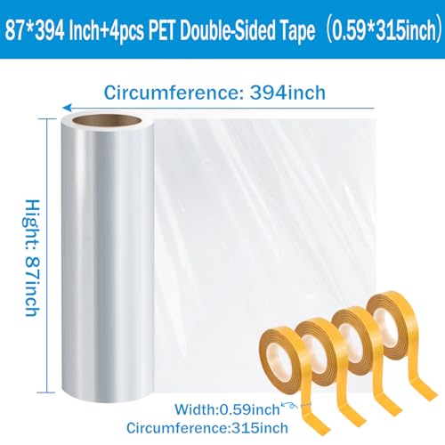Window Insulation Kit, 87 × 394 Inch Plastic Window Covering for Winter, Window Insulation Film Window Wrap Insulation Windows Winterizing Kit with Double-Sided Tape for 3 Pcs 7 x 9 Ft Windows - size: 87 × 394 Inch