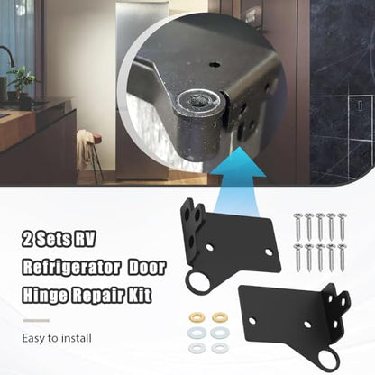 2 Sets RV Refrigerator Door Hinge Repair Kit, Includes Washers and Screws, Replacement for Norcold Polar Series N7X N7LX NALX N8X NA8X NA8LX and More