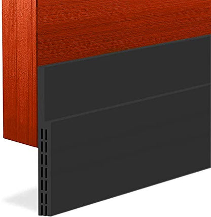 Door Draft Stopper Sweep, 3 Inches Widening Door Bottom Seal Strip Under Door Noise Blocker for Interior Doors Insulation and Soundproofing, 3” W x 39” L Black (2019 New Upgrade)
