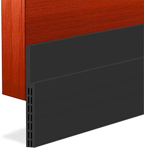 Door Draft Stopper Sweep, 3 Inches Widening Door Bottom Seal Strip Under Door Noise Blocker for Interior Doors Insulation and Soundproofing, 3” W x 39” L Black (2019 New Upgrade)