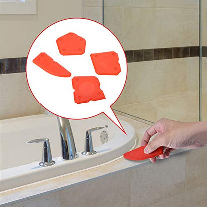 Caulk Remover Tool, Silicone Caulking Tool 4 Pieces Silicone Finishing Tools Caulking Tools Caulking Tool Kit Caulking Tool Set for Silicone Sealant Grout Finishing Sealing