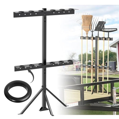Utility Trailer Tool Rack, Shovel Rack for Truck, Rake Shovel Holder Landscape Hand Tool Accessories for Trailer Truck with 6 Rubber Holes with Brackets, Black - size: 6 Hole Tool Rack