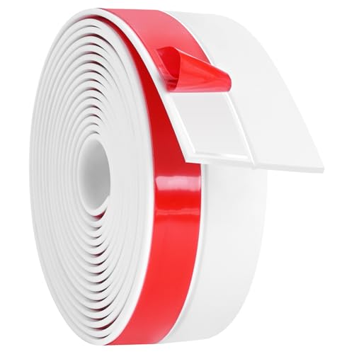 ToLanbbt Weather Stripping Silicone Door Seal Strip 2 in x 10 ft Door Draft Stopper Self Adhesive Tape, Side & Bottom Gaps Insulation Strip for Glass Shower Sliding Window, White - color: White, size: 2IN x 10FT