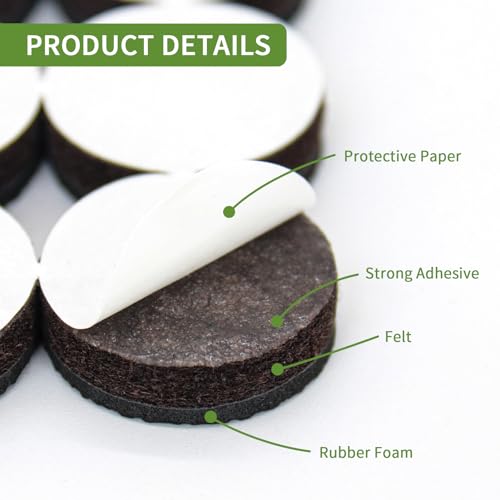 Non Slip Furniture Pads 36 PCS 1'' Round - Anti Slip Furniture Pads - Self Adhesive Rubber Feet Furniture Feet - Chair Leg Floor Protectors - Keep Furniture in Place - size: Round 1 inch 36PACK