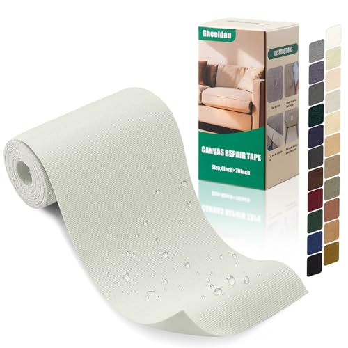 Gheeidau Canvas Repair Tape 4×70 Inch Waterproof Self-Adhesive Fabric Repair Patch for Repairing Boat Covers,Tents,Patio Umbrellas,Car Seats,Luggage,Sofas.(White) - color: White