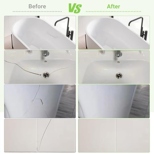 Tub Repair Porcelain Repair Kit, Crack Repair Kit for Bathtubs, Sinks, Marble, Tiles, White