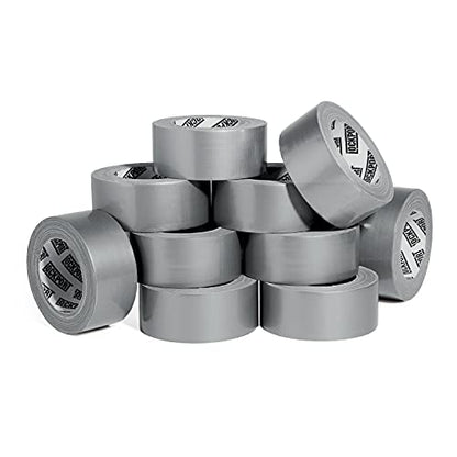 Lockport Duct Tape Heavy Duty Waterproof - 10 Roll Pack Silver Duct Tape Bulk - 30 Yards x 2 Inch - No Residue, Flexible, Strong, All- Weather Resistant and Easy Tear - Grey Heavy Duty - size: “10 Pack”