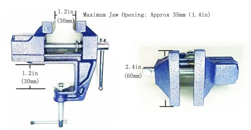 MYTEC Mini Table Clamp, 2.4" blue, Small Bench Vice, Upgraded cast steel manufacturing Jewelers Hobby Clamps Craft Repair Tool Portable Work Bench Vise - style: Mini 2.4" blue