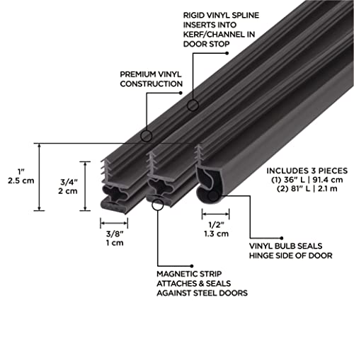 M-D Building Products 01636 Brown Vinyl with Magnetic Strip Top and Sides Door Seal Kit for Steel Doors - color: Brown
