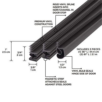M-D Building Products 01636 Brown Vinyl with Magnetic Strip Top and Sides Door Seal Kit for Steel Doors - color: Brown