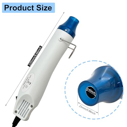 Mini Heat Gun, Portable Hot Air Gun Tool for DIY Crafts Heat Shrink Gun for Epoxy Resin, Embossing, Shrinking Wrapping Drying Paint Removing Stickers (White) - color: White