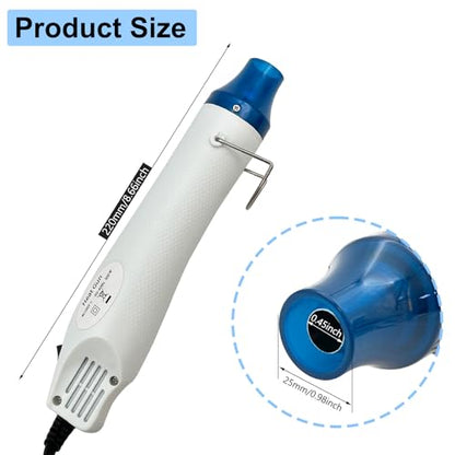 Mini Heat Gun, Portable Hot Air Gun Tool for DIY Crafts Heat Shrink Gun for Epoxy Resin, Embossing, Shrinking Wrapping Drying Paint Removing Stickers (White) - color: White