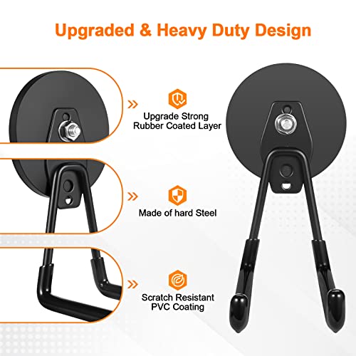 ENUODA Strong Magnetic Hooks Heavy Duty Large Magnet Garage Hooks Storage Hook Utility Magnet Tool Holder for Metal Cabinet, Pegboard, Shelve, Tool Chest, Shovel, Broom, Garden Tools, 2PCS - color: Black