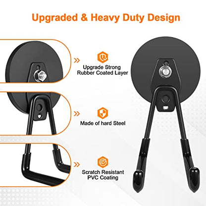 ENUODA Strong Magnetic Hooks Heavy Duty Large Magnet Garage Hooks Storage Hook Utility Magnet Tool Holder for Metal Cabinet, Pegboard, Shelve, Tool Chest, Shovel, Broom, Garden Tools, 2PCS - color: Black