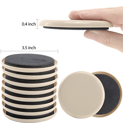 Furniture Sliders for Carpet, 24 Pack Heavy Duty Furniture Moving Pads, 3.5 Inch Reusable Furniture Movers Sliders for Protect Carpet Surfaces, Move Heavy Furniture Easy and Quickly! - size: 24pcs 3.5" Beige