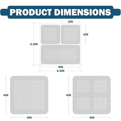 48 Sheets Window Screen Patches Repair Kit, 4 Sizes Window Screen Repair Tape, Strong Adhesive, Fiberglass Quick-Access (Black)