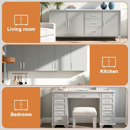 Probrico 5 Pack Hole Centers (64mm) 2-1/2inch White Kitchen Cabinet Handles Stainless Steel White Cabinet Pulls Euro Style Pull Handle for Cabinets and Drawers Total Length 4inch - color: White, size: Hole Centers: 2-1/2"