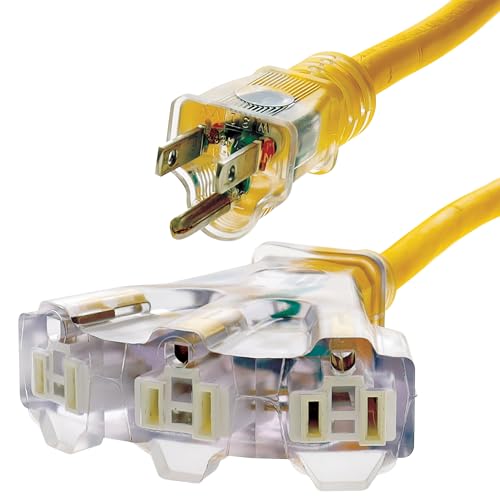 RoadPro 25FT Multi-Outlet Extension Cord RPBAD001 Heavy-Duty 12-Gauge 3-Wire SJTW Power Cable for Indoor Outdoor