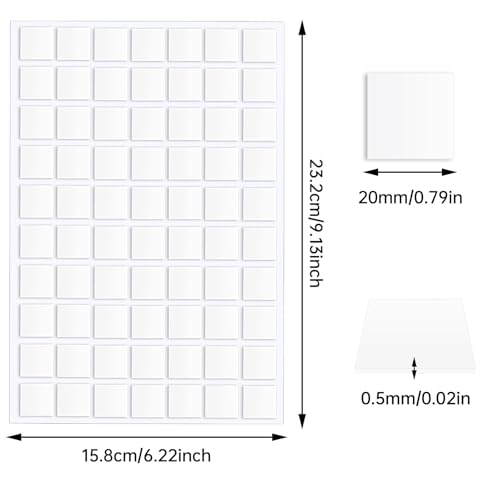 JANYUN 280 Pcs Double Sided Sticky Dots Removable Square Putty Clear Double Sided Tape for Crafts No Trace Sticky Tack Adhesive Tape (Square 20 mm) - size: 0.78"x0.78" Square