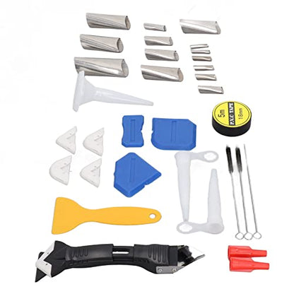 Caulking Finishing Tool Kit Caulk Remover Tool Stainless Steel Silicone Sealant Caulk Grout Remover Scraper with Accessories