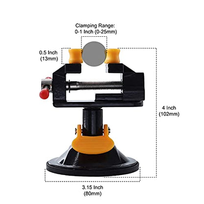 Universal Mini Table Vise Clamp 360° Suction Vice Clamp Drill Press Vise Table Bench Vice Craft Vise DIY Sculpture Craft Carving Tool for Jewelry Watch Walnut