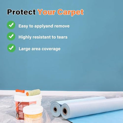 Temporary Floor Protection for Construction, Painting, Renovation, Protector Film for Hardwood Floors, Surface Carpet Protection Film, Tile&Hard Protection Covers 325 sqft - style: 39" x 100'-Blue