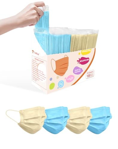Face Masks Disposable 100 Pack, 4 Ply ASTM Level 3 Medical Grade, Breathable for Adult Outdoor Protection, Individually Wrapped for Home, School & Office, Sand and Sea - color: Sand and Sea