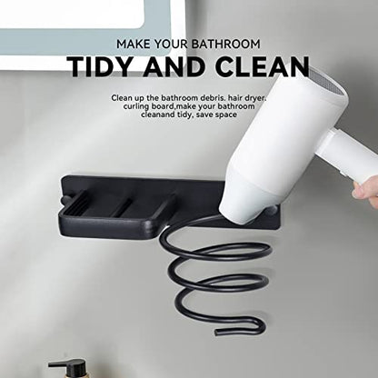 YUET Hair Dryer Holder Hairdryer Station Wall Mounted Shelf Bracket Straightener Stand Hanger Organizer Blow Storage with Cable Tidy Rack for Dressing Table Bathroom Aluminum Professional, Black - color: Black