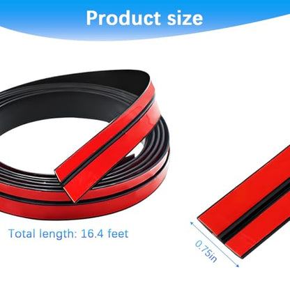 16.4FT Car Weather Stripping, 19mm Rubber T Shape Soundproof Adhesive Vehicle Front & Rear Windshield Seal Strip, Auto Sealing Weatherstrip Trim, Universal for SUV Sedan Truck - size: 5M/19MM