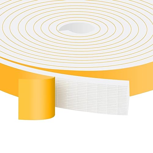 High Density Foam Weather Stripping Door Seal Strip Insulation Tape Roll for Insulating Door Frame, Window, Air Conditioner Soundproof Self Adhesive Sealing Weatherstrip(1 in x 1/4 in x 33 Ft) - color: White, size: 1 in X 1/4 in X 33ft