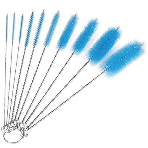 CiaraQ Bottle Cleaning Brushes, 8 Inch Nylon Tube Brush Set, Cleaner for Narrow Neck Bottles Cups with Hook, Set of 10pcs. - color: Blue, size: 8.0 Inch (10pcs)