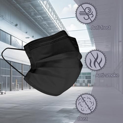 Jointown Disposable Face Mask - 3 Ply Protection Face Masks, 50 Pack Black - color: Black