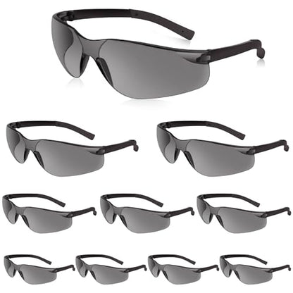 Salfboy Tinted Safety Glasses Bulk of 10 ANSI Z87.1 Protective Eyewear Scratch-Resistant for Work, Lab, Construction - color: 10 Grey