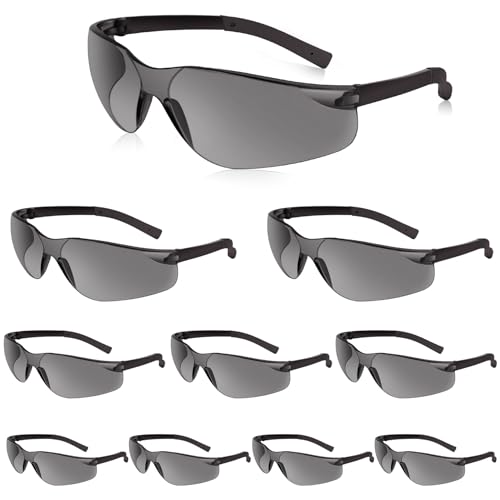 Salfboy Tinted Safety Glasses Bulk of 10 ANSI Z87.1 Protective Eyewear Scratch-Resistant for Work, Lab, Construction - color: 10 Grey