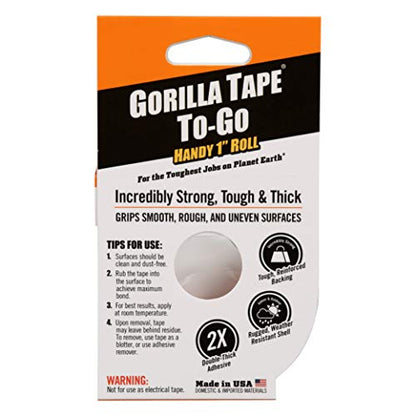 Gorilla Tape, Mini Duct Tape To-Go, 1" x 10 yd Travel Size, Black, (Pack of 1) - size: 1 Pack