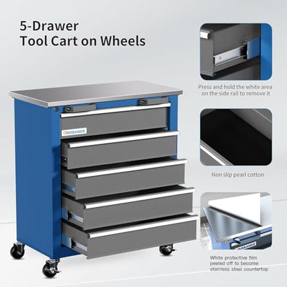 LARBANKE 5-Drawer Rolling Tool Chest,Tool Cabinet on Wheels with Keyed Locking System and Drawer Liners,Tool Chest with Link Buckle and can be Combined to Large Cabinet Set,for Warehouse,Garage - style: 5 Drawer Rolling Tool Chest