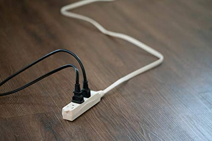 Woods SlimLine Indoor Flat Extension Cord, 8 Ft, 16 Gauge Right Angle Plug, 3 Polarized Outlets, 125 Volts, White, 2241 - size: 8 Foot (Pack of 1)