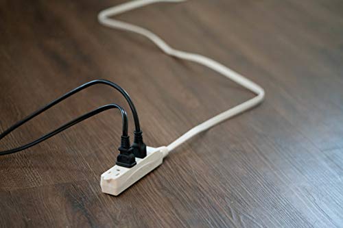 Woods Slimline Indoor Flat Extension Cord,8 Ft,16 Gauge Right Angle Plug,3 Polarized Outlets,125 Volts,White,2241,(Pack of 6) - size: 8 Foot (Pack of 6)