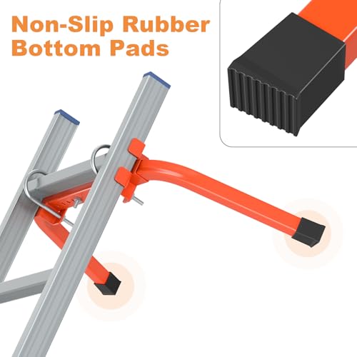 Mr Ironstone Extension Ladder Stabilizer for Roof Gutter&Wall, Sturdy Ladder Standoff Stabilizer with Non-Slip Rubber, Ladder Accessories Ladder Stand Off with U Bolt, Weight Capacity Up to 500LBS