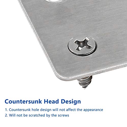 BokWin 12Pcs Flat Straight Mending Plates, 2.4" x 1.5" Mounting Bracket Plate, 0.05" Thickness Stainless Steel Straight Corner Brackets, Heavy Duty Flat Corner Brace for Furniture Repair with Screws - size: 2.4" X 1.5" (Silver)