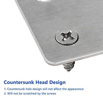 BokWin 12Pcs Flat Straight Mending Plates, 2.4" x 1.5" Mounting Bracket Plate, 0.05" Thickness Stainless Steel Straight Corner Brackets, Heavy Duty Flat Corner Brace for Furniture Repair with Screws - size: 2.4" X 1.5" (Silver)
