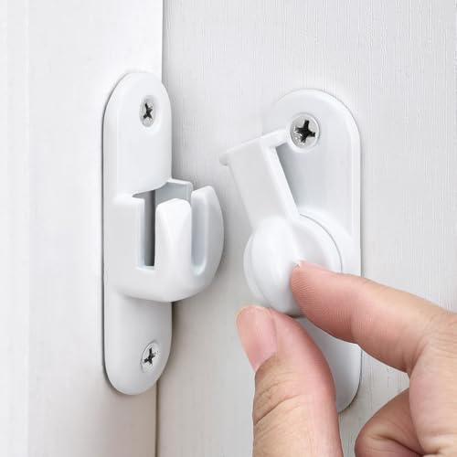 INIRET White Barn Door Latches,90/180 Degree Gate Lock,Flip Gate Latches Hardware,Zinc Alloy Right Angle Door Lock Latch,Door Security Sliding Door Latch Lock for Cabinets,Bathroom - color: White